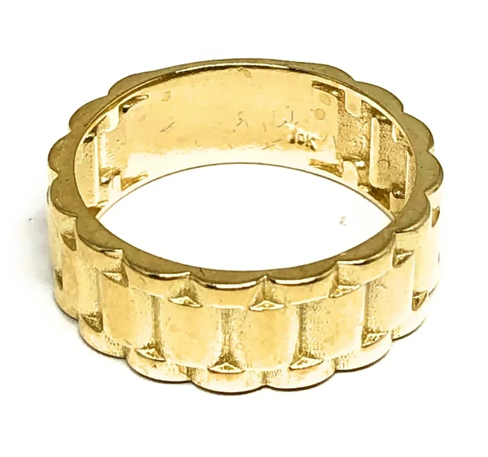 10k Solid Gold Yellow Oyster “ROLEX” style Ring 7.5mm Width