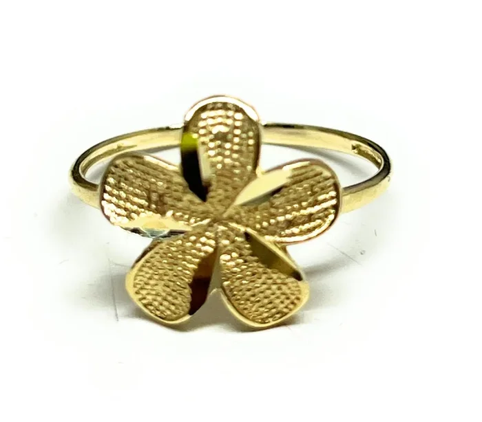 10k Solid Gold Yellow PLUMERIA Flower Ring
