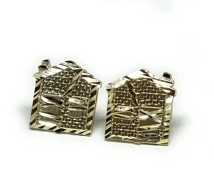 10k Solid Gold Yellow Trap House Mini Dainty Earrings