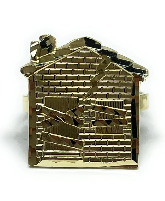10k Solid Gold Yellow TRAP HOUSE RING