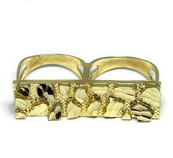 10k Solid Gold Yellow TWO FINGER RECTANGLE Nugget Ring (7.5g) (MED)