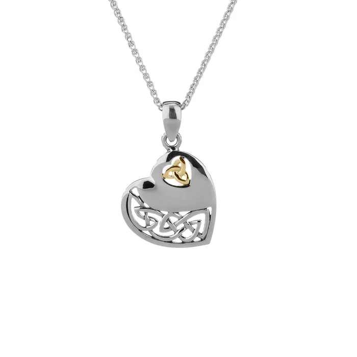 10k White and Yellow Gold Celtic Heart Pendant