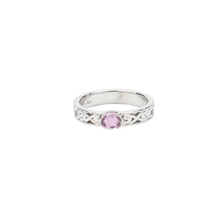 10k White Gold and Pink Sapphire Devotion Knot ‘Fern’ Ring