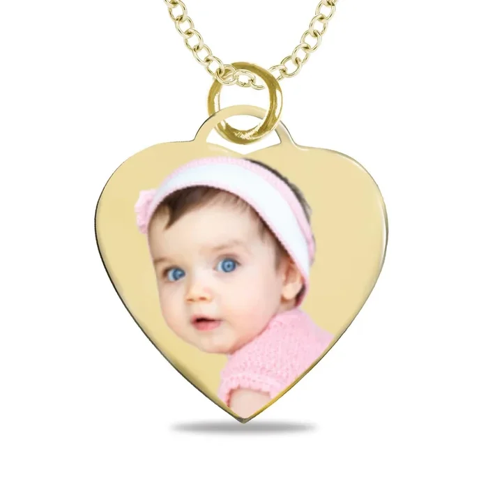 10K Yellow Gold 18-inch Small Heart Photo Pendant. See Details*