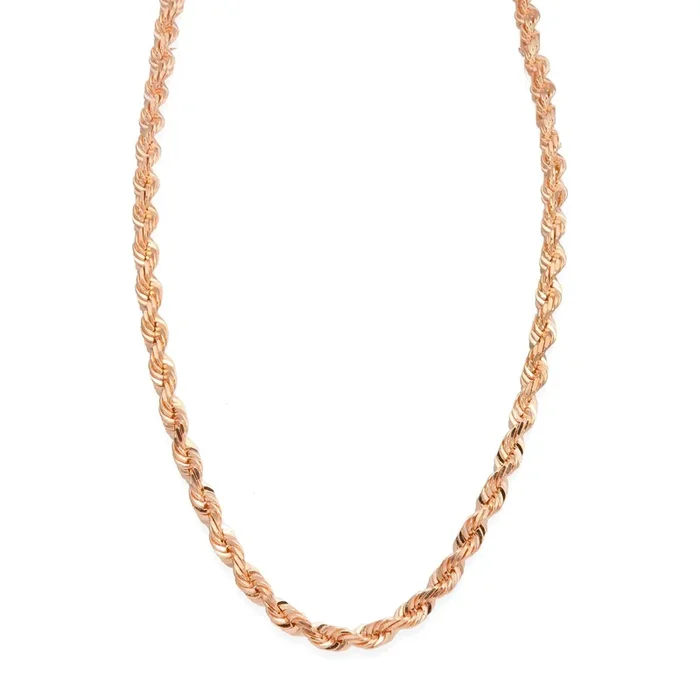 10KT Rose Gold 22-inch 3MM Solid Rope Chain
