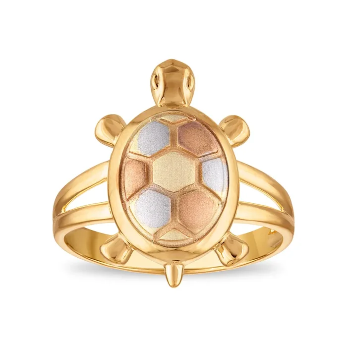 10KT Tri-Color Gold Turtle Ring