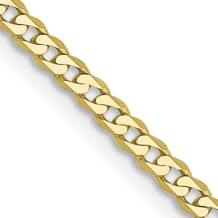 10KT Yellow Gold 16-inch 2.2MM Flat Beveled Curb Chain