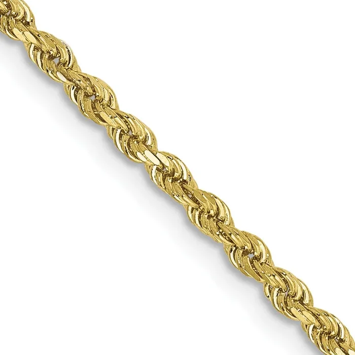 10KT Yellow Gold 18-inch 2.25MM Diamond-cut Lobster Clasp Rope Chain
