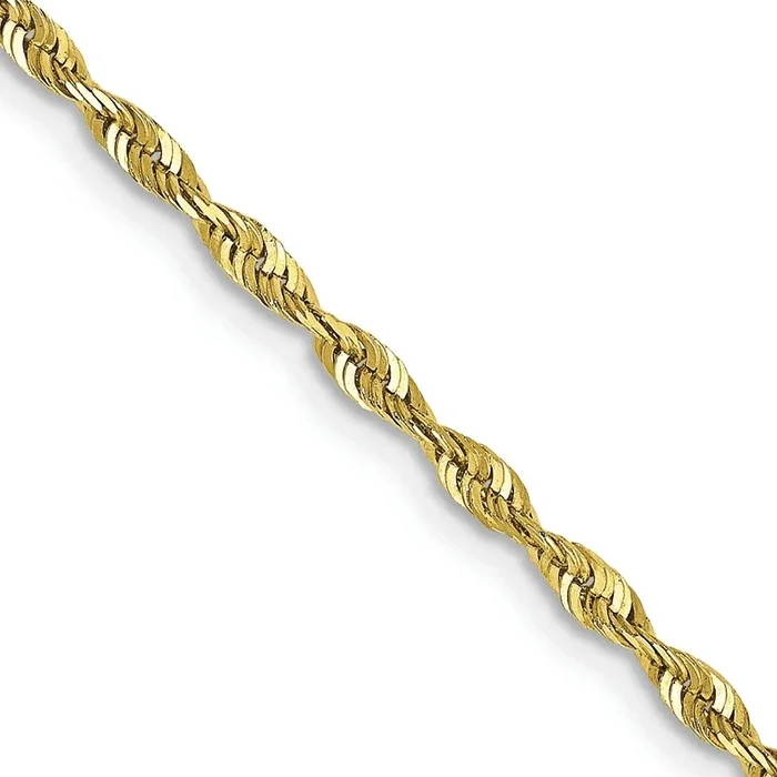 10KT Yellow Gold 20-inch 2MM Diamond-cut Lobster Clasp Rope Extra-LIght Chain