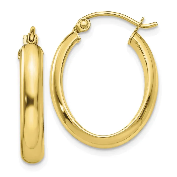 10KT Yellow Gold 24X17MM Hoop Earrings