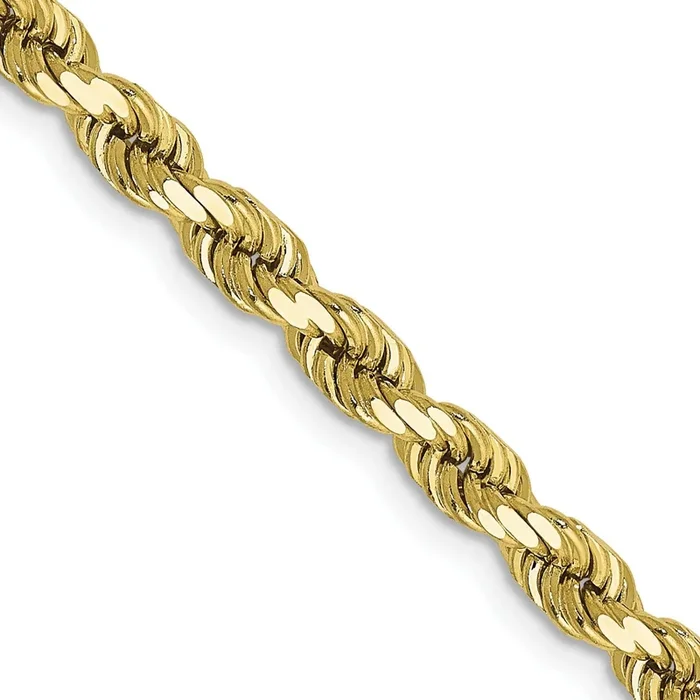 10KT Yellow Gold 28-inch 4MM Diamond-cut Rope Chain