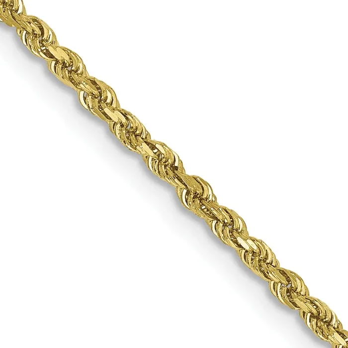 10KT Yellow Gold 30-inch 1.75MM Diamond-cut Lobster Clasp Rope Chain