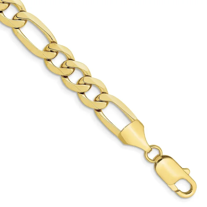 10KT Yellow Gold 9-inch 10MM Figaro Bracelet