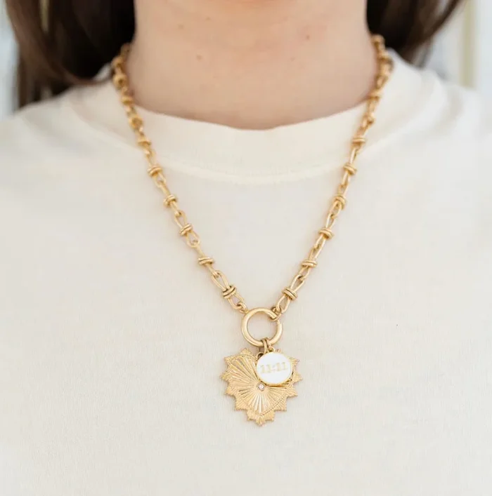 11:11 Good Luck Heart Charm Necklace