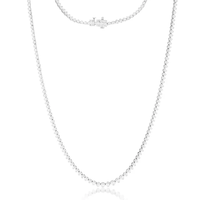 14ct White Gold 3 Carats Diamond Necklace with 157 Brilliant Diamonds 43cm length