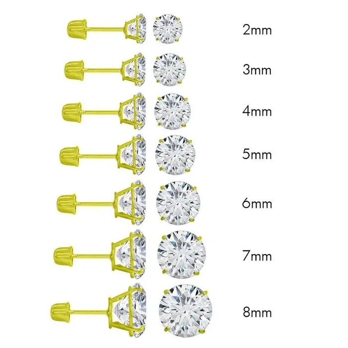 14E00001. – 14 Karat Yellow Gold Screw Back Round Stud Earring