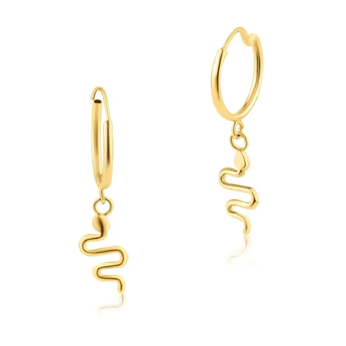 14E00213. – Pendiente de serpiente colgante Huggie de oro amarillo de 14 quilates