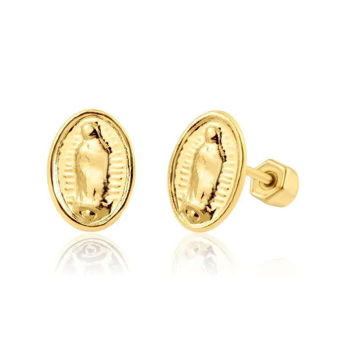 14E00256. – Pendiente de rosca Guadalupe de oro amarillo de 14 quilates