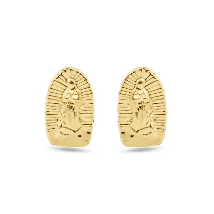 14E00413. – 14 Karat Yellow Gold Our Lady of Guadalupe Screw Back Earrings