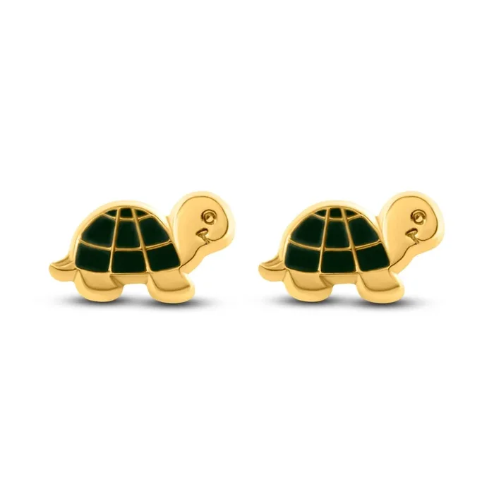 14E00421. – 14 Karat Yellow Turtle Screw Back Earrings