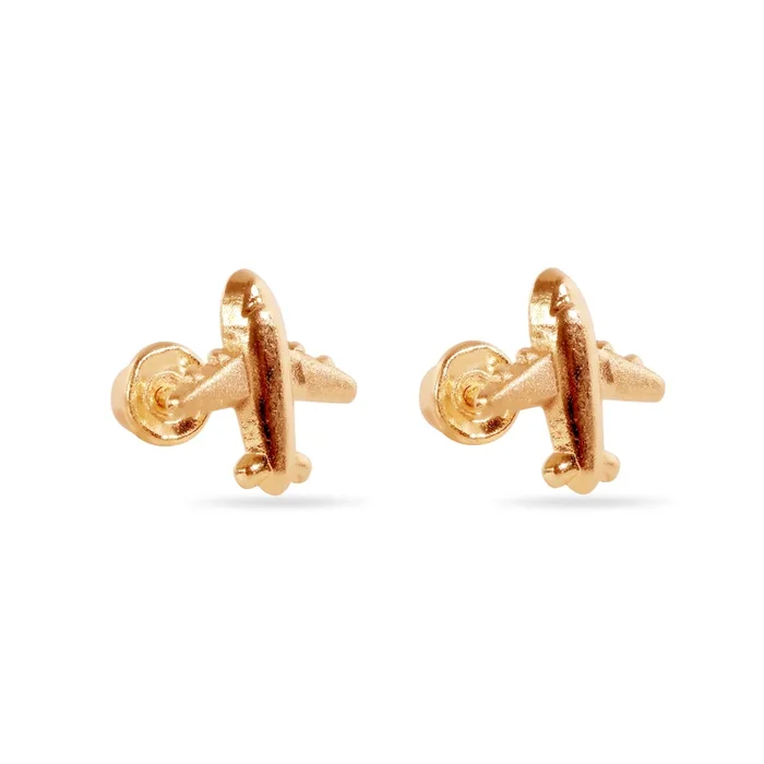 14E00442. – 14 Karat Airplane Screw Back Earrings
