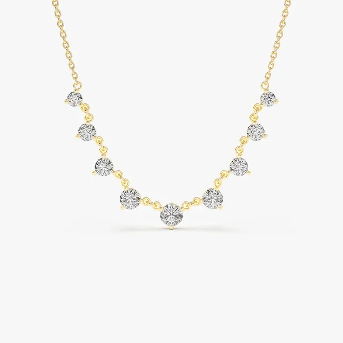 14k 1.05 ctw Solitaire Diamond Graduating Necklace