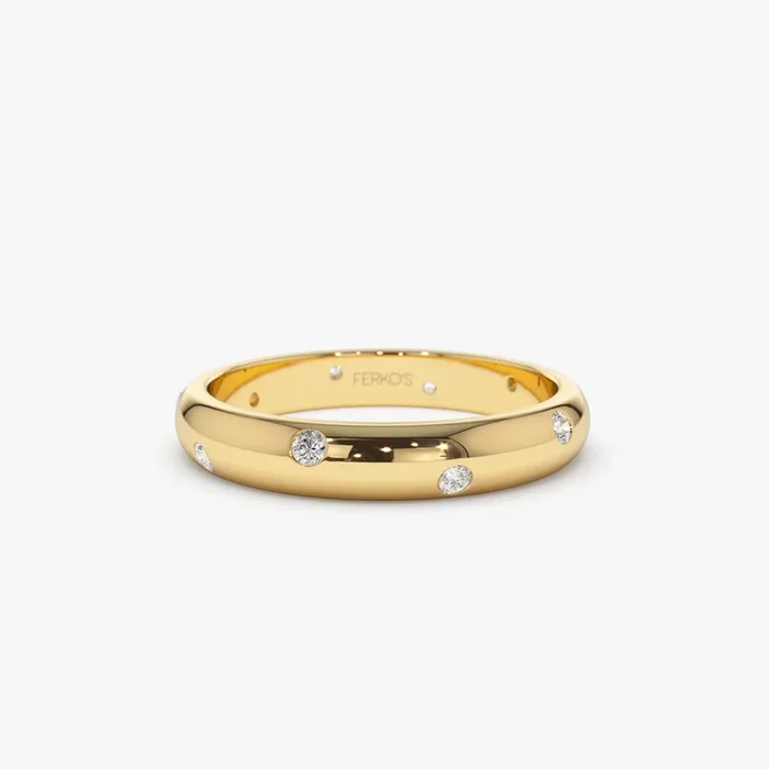 14k 3MM Dome Burnish Setting Women’s Wedding Ring