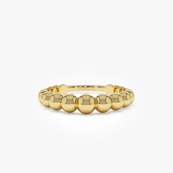 14k 4MM Beaded Graduating Ring