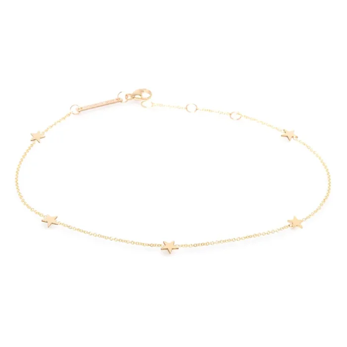 14k 5 Itty Bitty Stars Anklet