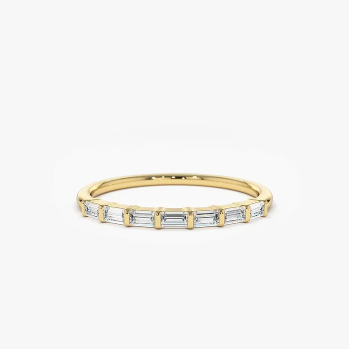 14K 7 Stone Baguette Diamond Wedding Ring