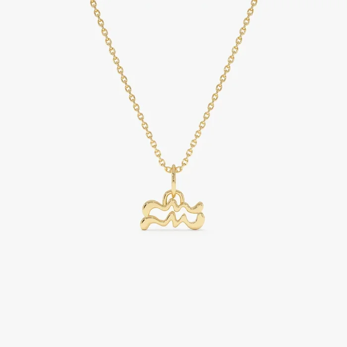 14K Aquarius Zodiac Charm Necklace
