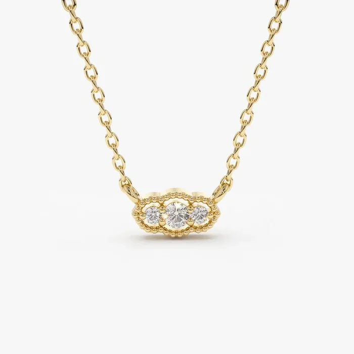 14k Art Deco Trio Diamond Necklace
