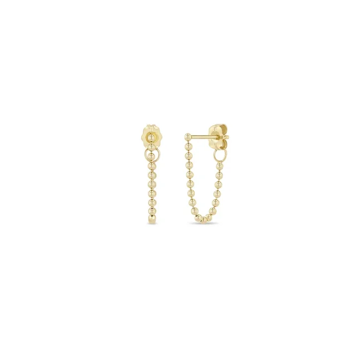 14k Bead Chain Huggie Earrings