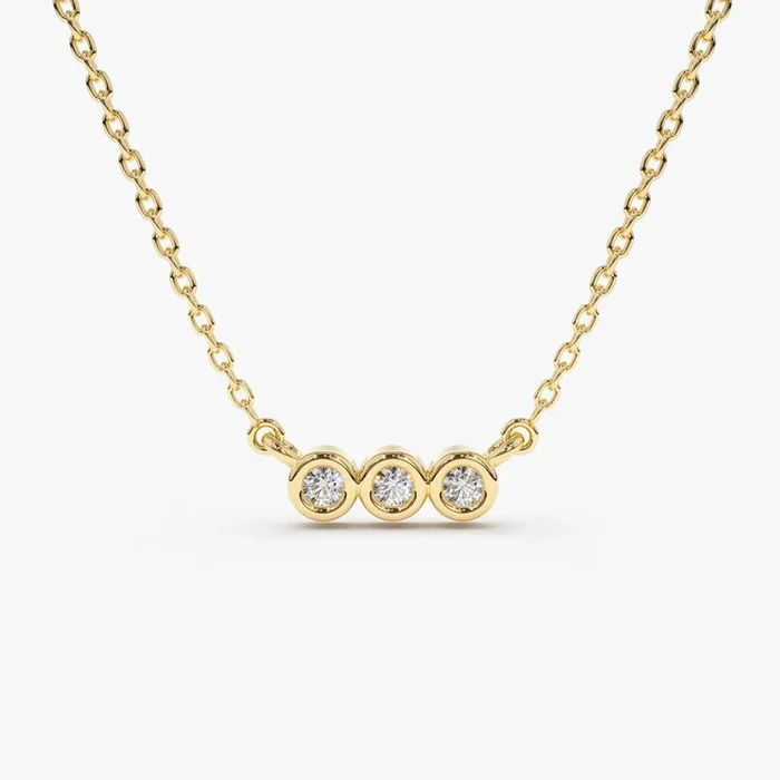 14k Bezel Set Diamond Necklace