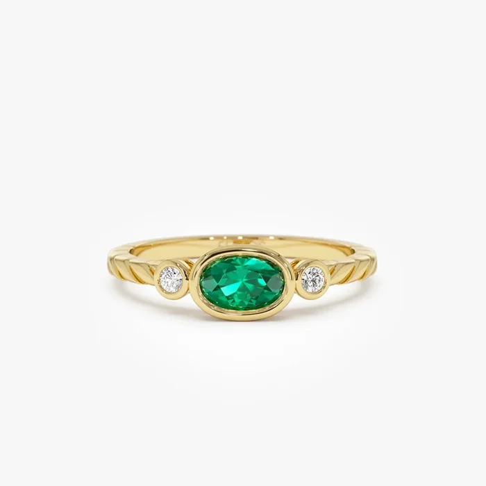 14k Classic Emerald and Diamond Ring