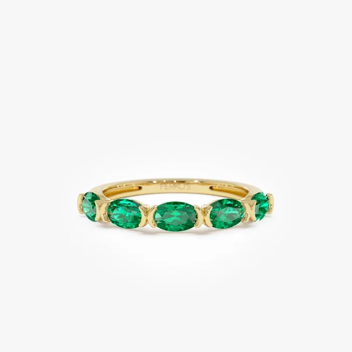 14k Classic Emerald Five Stone Ring