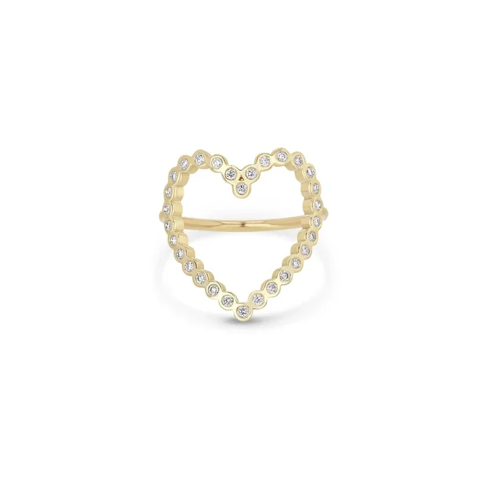 14k Diamond Bezel Heart Ring