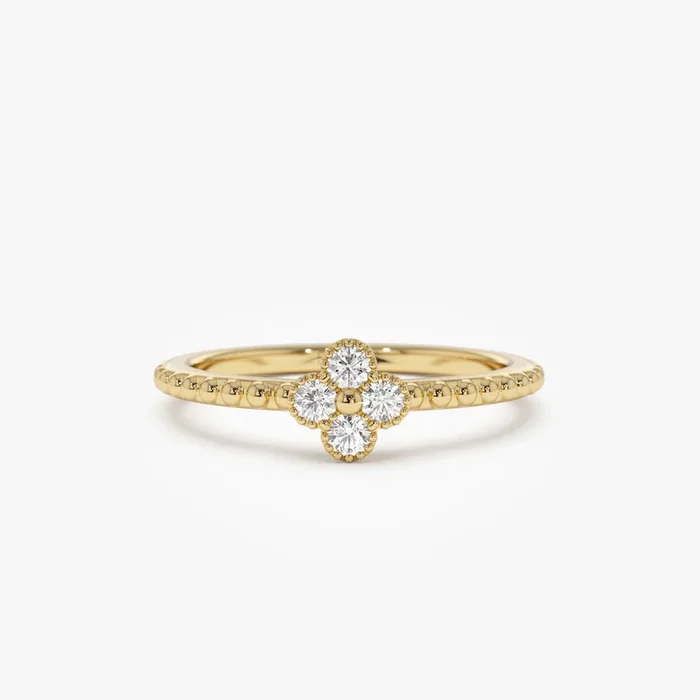 14k Diamond Clover Ring