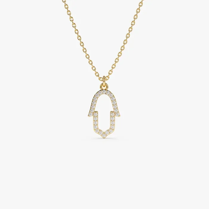 14k Diamond Hamsa Necklace