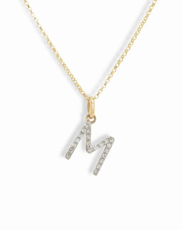 14k Diamond Initial Pendant Necklace