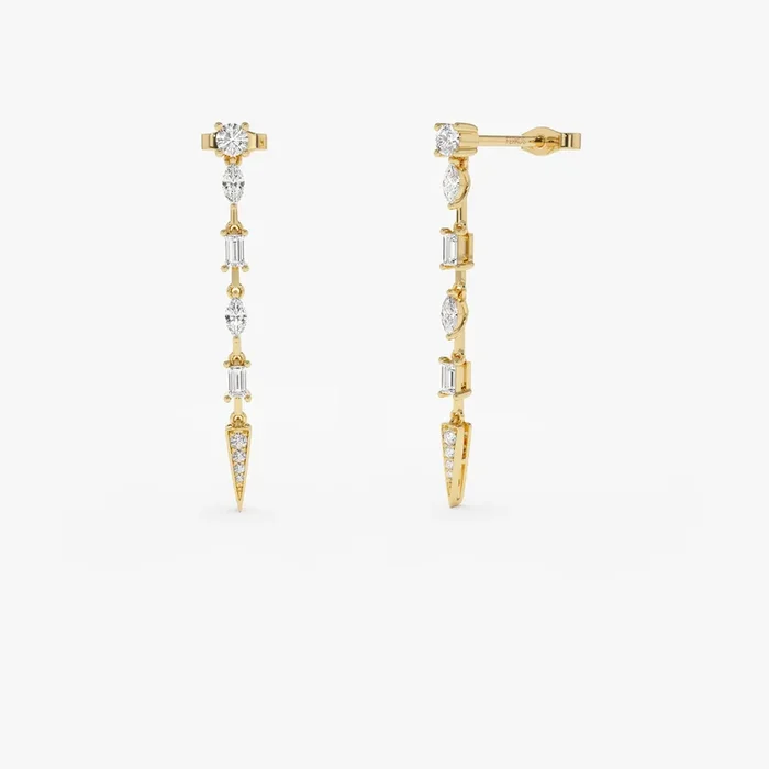 14k Diamond Linear Drop Earrings