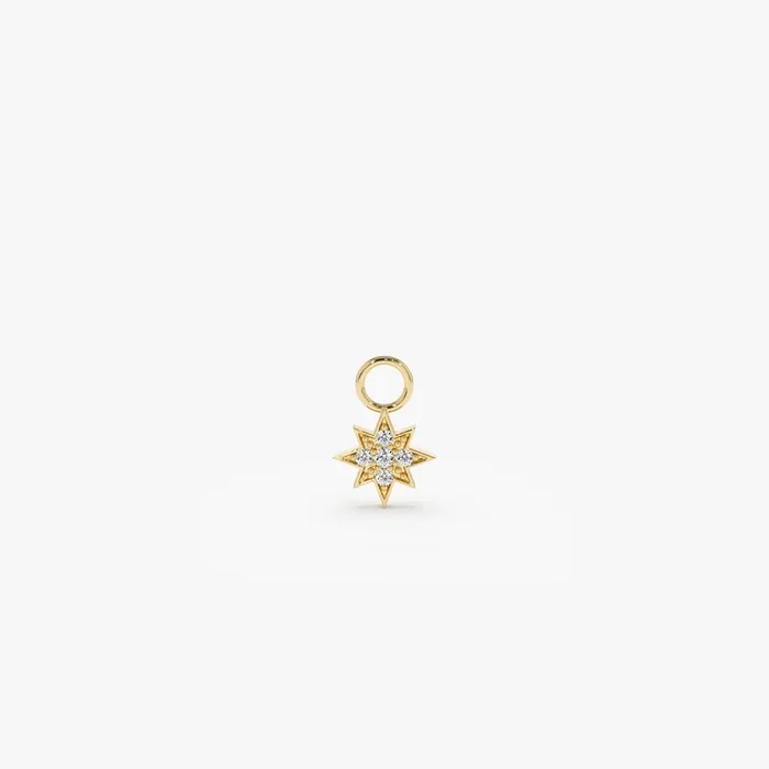 14k Diamond Star Hoop Charm
