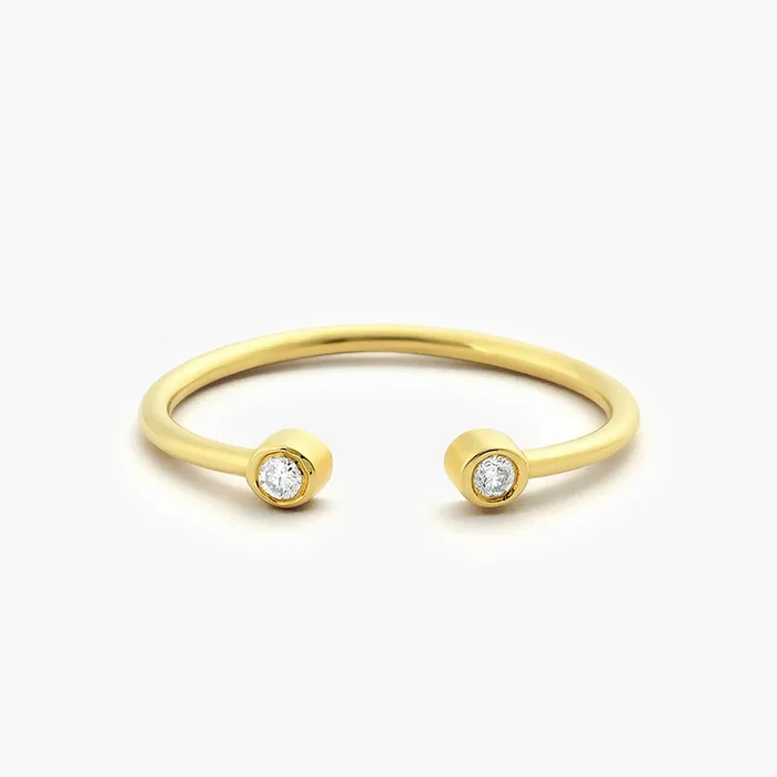 14K Double Bezel Set Open Diamond Ring