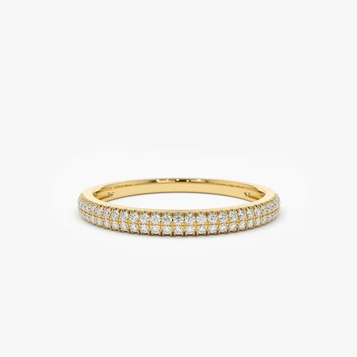14K Double Row Micro Pave Diamond Ring