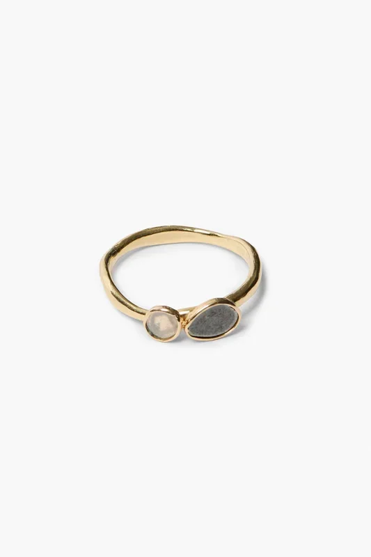 14k Duo Sliced Diamond Ring Gold