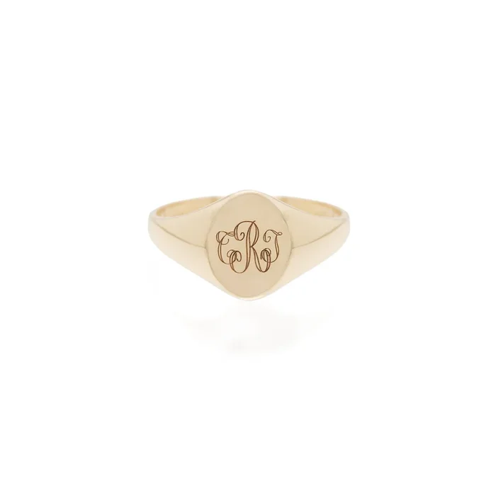14k Engraved Monogram Oval Signet Ring