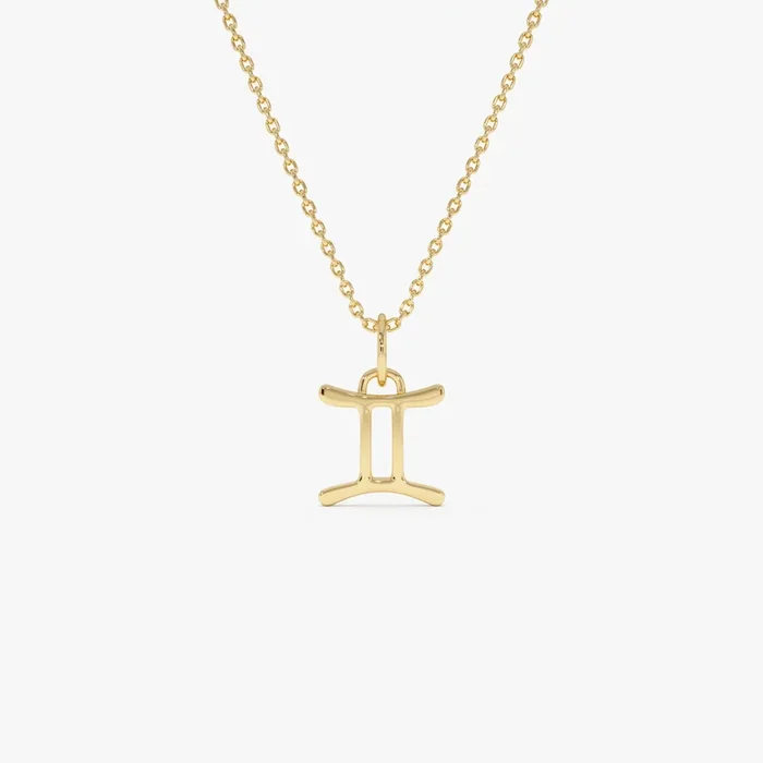 14K Gemini Zodiac Charm Necklace