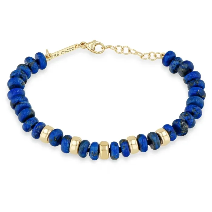 14k Gold & Lapis Rondelle Bead Bracelet