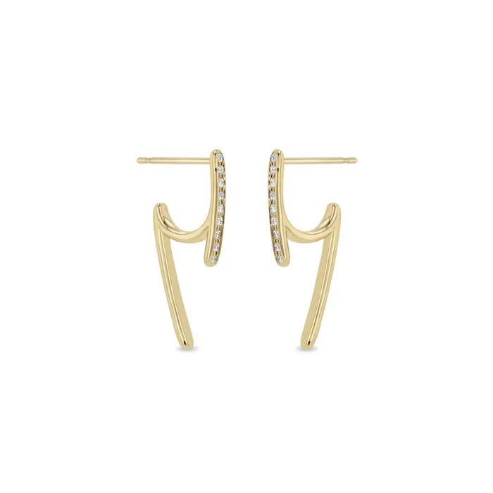 14k Gold & Pavé Diamond Talon Earrings