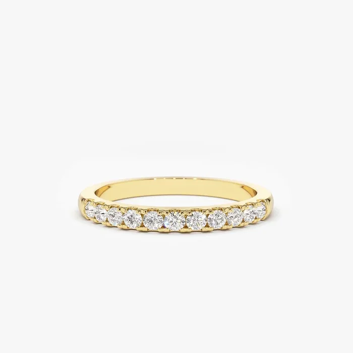 14K Gold 11 Stone Diamond Wedding Band 1/3ct